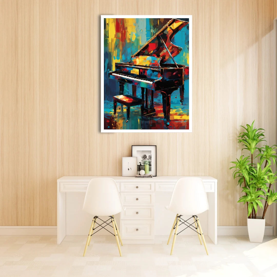Colorful piano canvas painting for living room wall decor
