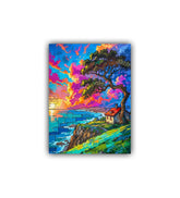 close-up of abstract colorful tree landscape wall art canvas