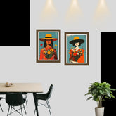 Contemporary face wall art canvas set for living room decor