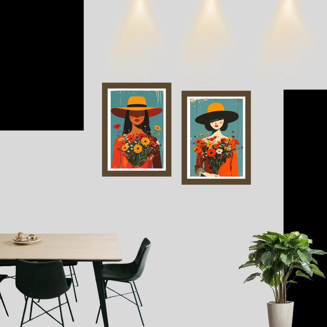 Contemporary face wall art canvas set for living room decor