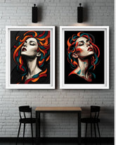 Contemporary portrait wall decor canvas set for cafe and lounge space