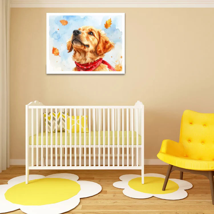Cute dog canvas painting for kids room wall decor