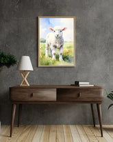 Cute lamb wall art canvas painting with farm animal theme for home decor
