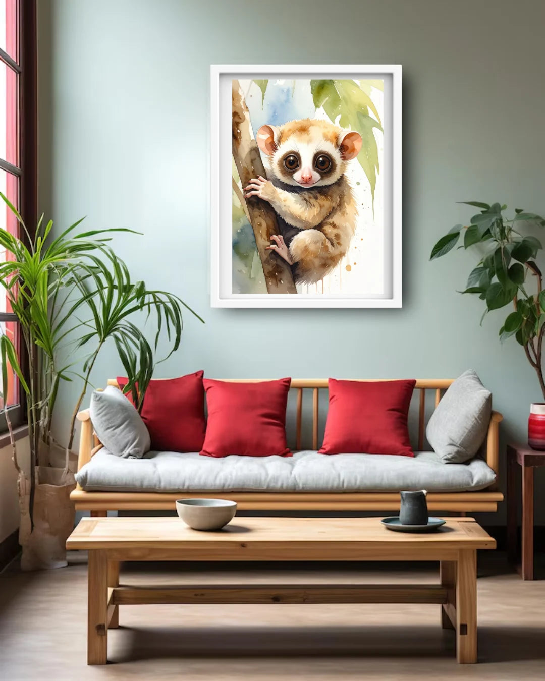 Framed Baby Sloth Wildlife Canvas Painting for Home Decor