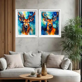 Deer canvas wall decor set for modern living room interior