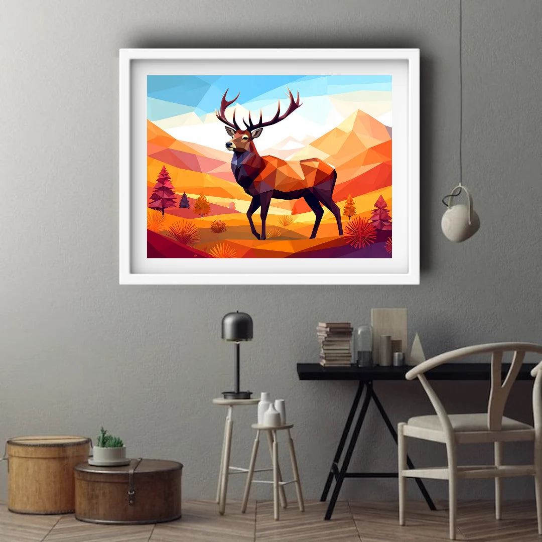Deer wall decor canvas painting for office and modern interiors