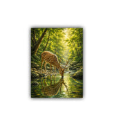 wildlife wall art canvas with deer by stream