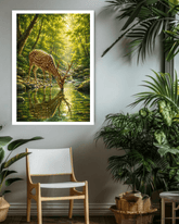 deer reflection painting wall art design