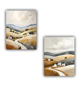 close-up of minimal desert landscape canvas with soft tones