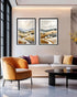 minimal desert landscape wall art set displayed in modern living room