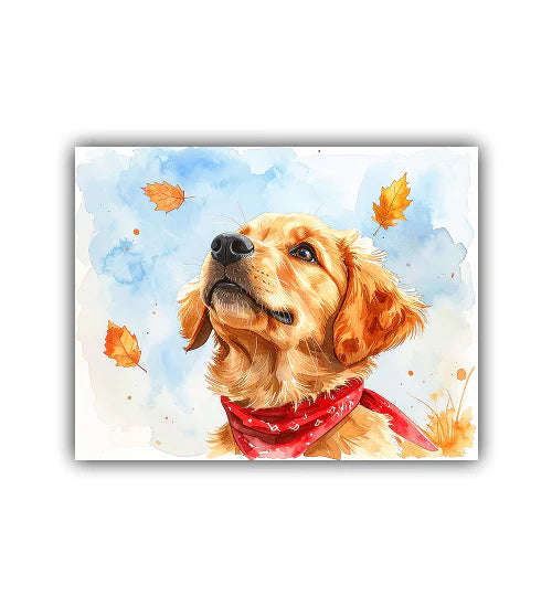 Dog pet wall art canvas painting in soft watercolor style