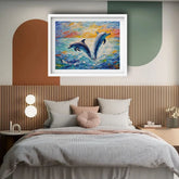 Dolphin canvas wall decor for bedroom interior