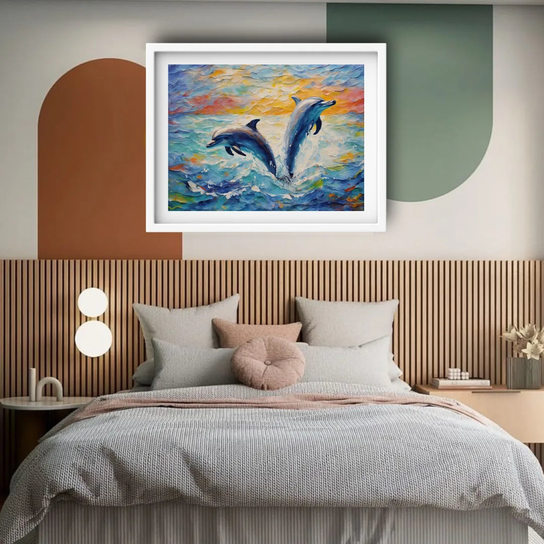 Dolphin canvas wall decor for bedroom interior