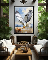 eagle wall art canvas in modern living room decor