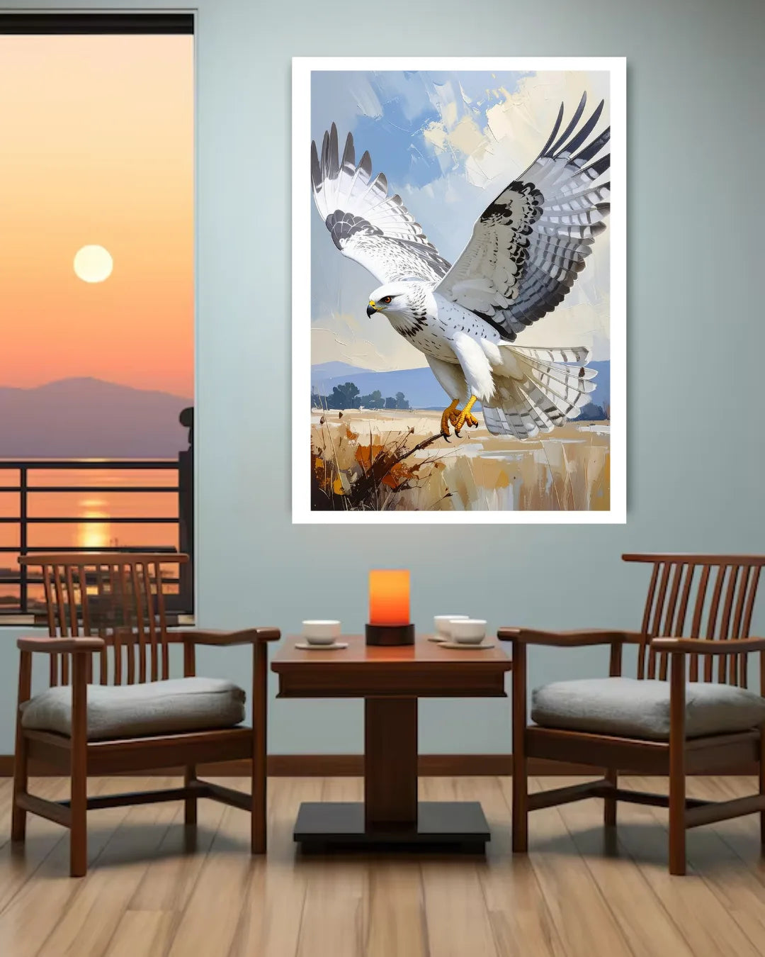 eagle painting wall art canvas in office interior