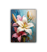 Close-up view of elegant floral wall art canvas painting
