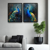 Elegant peacock canvas painting wall decor set for stylish interiors