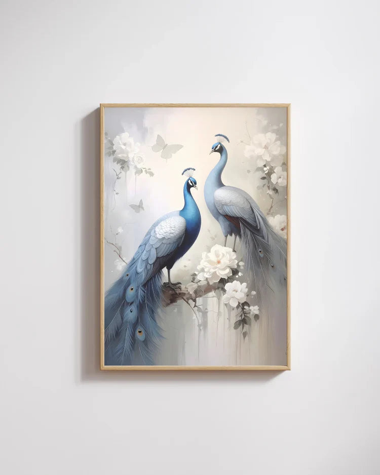 Elegant peacock wall art canvas painting for luxury home decor