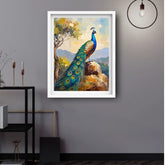 Elegant peacock wall decor canvas painting for modern interiors