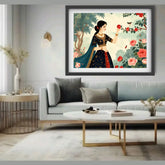 Elegant woman canvas wall decor for modern living room interior