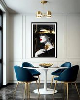 elegant woman portrait wall art canvas in modern interior