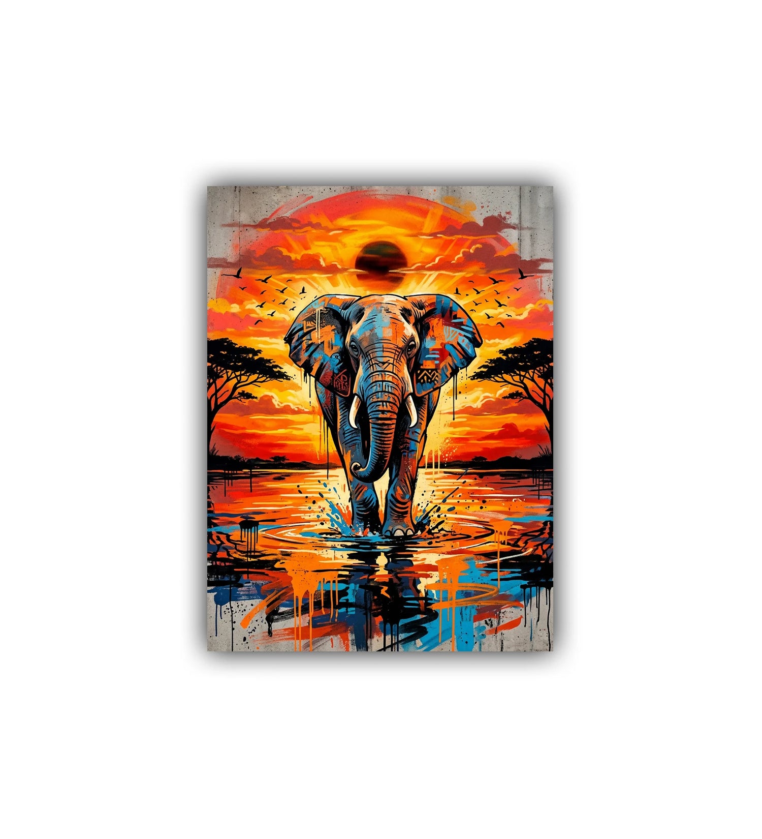 close-up of elephant sunset wall art canvas