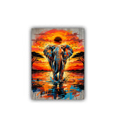 close-up of elephant sunset wall art canvas
