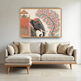 Elephant canvas painting for home wall decor, traditional Indian art