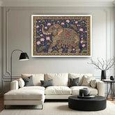 Elephant canvas painting for home wall decor, traditional Indian art