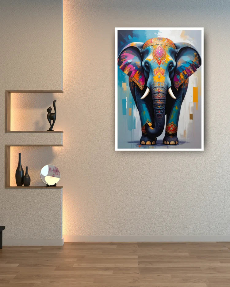 Elephant wall art canvas painting for modern home interior decor