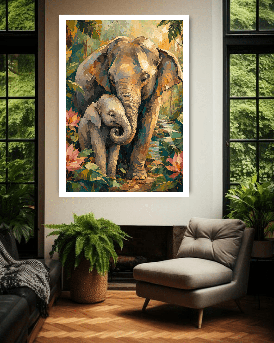 elephant painting wall art for home interior decor