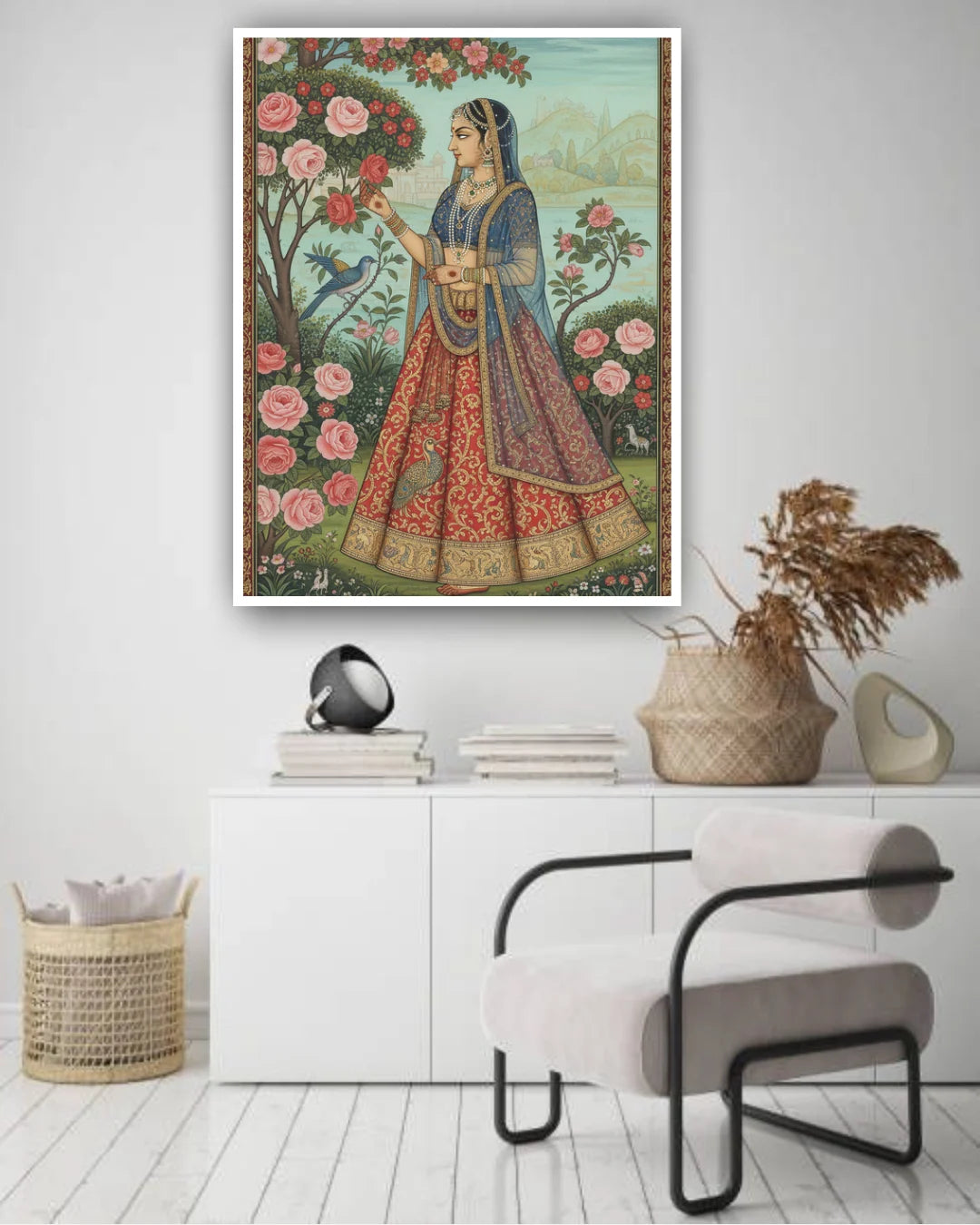 Ethnic woman canvas painting for modern home wall decor