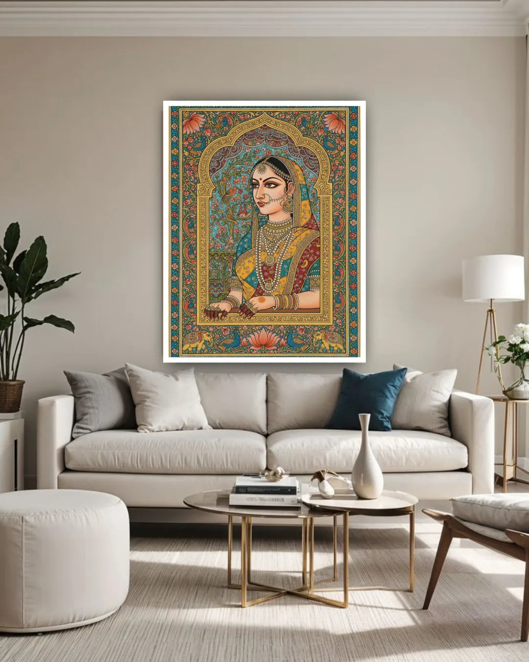 Ethnic woman portrait canvas painting for wall decor