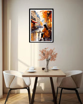 European city street wall art canvas in stylish modern home
