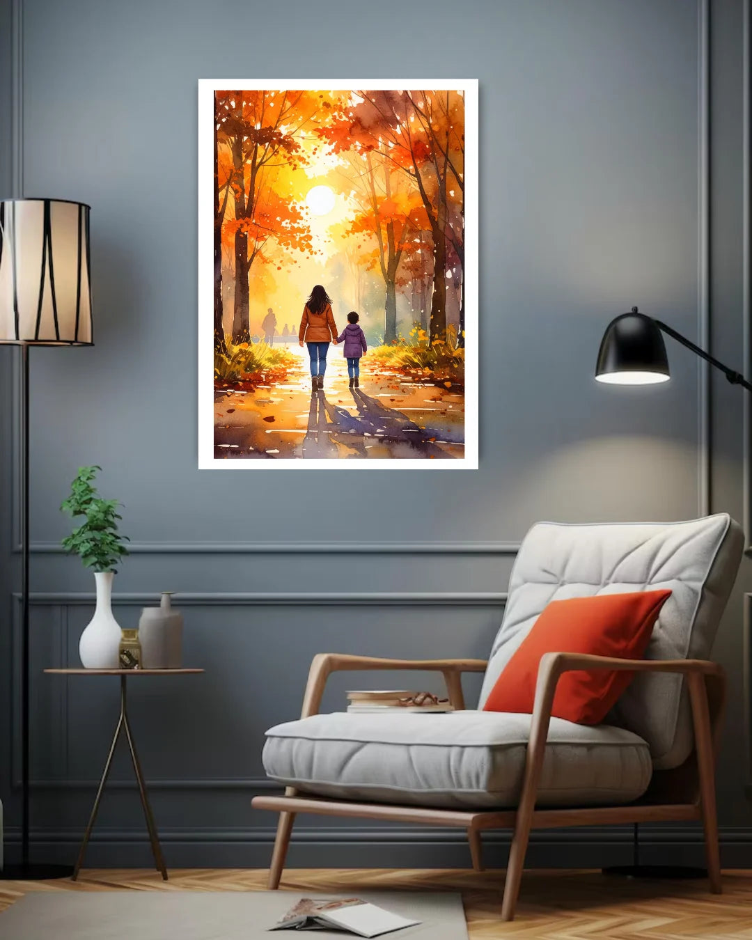 family wall art canvas in warm home interior