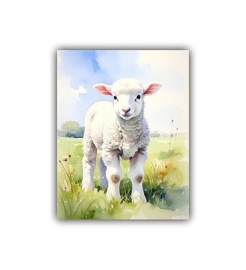 Farm animal lamb canvas wall art for nursery and kids room