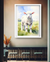 Baby Lamb Canvas Wall Art Displayed in Contemporary Home Decor