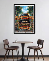 off-road jeep wall art canvas in modern farmhouse decor setup