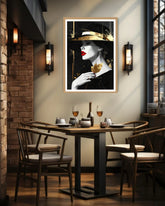 fashion wall art canvas in stylish cafe interior decor