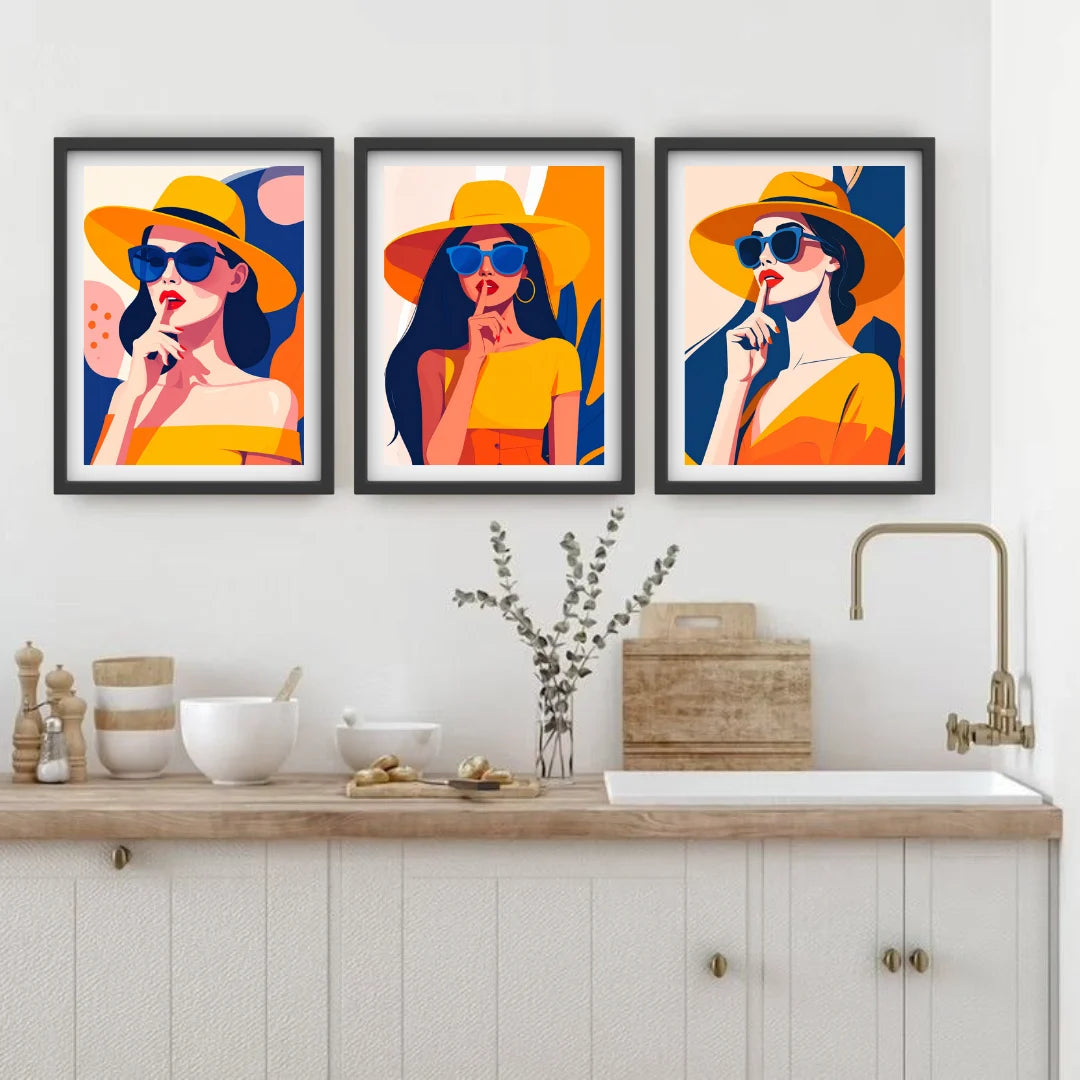 Fashion wall decor canvas painting set for stylish home interior