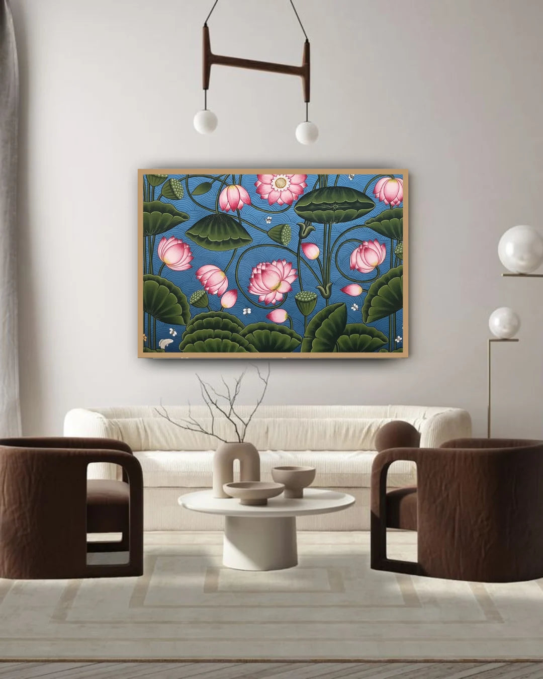 Floral lotus canvas wall art for modern home interior decor