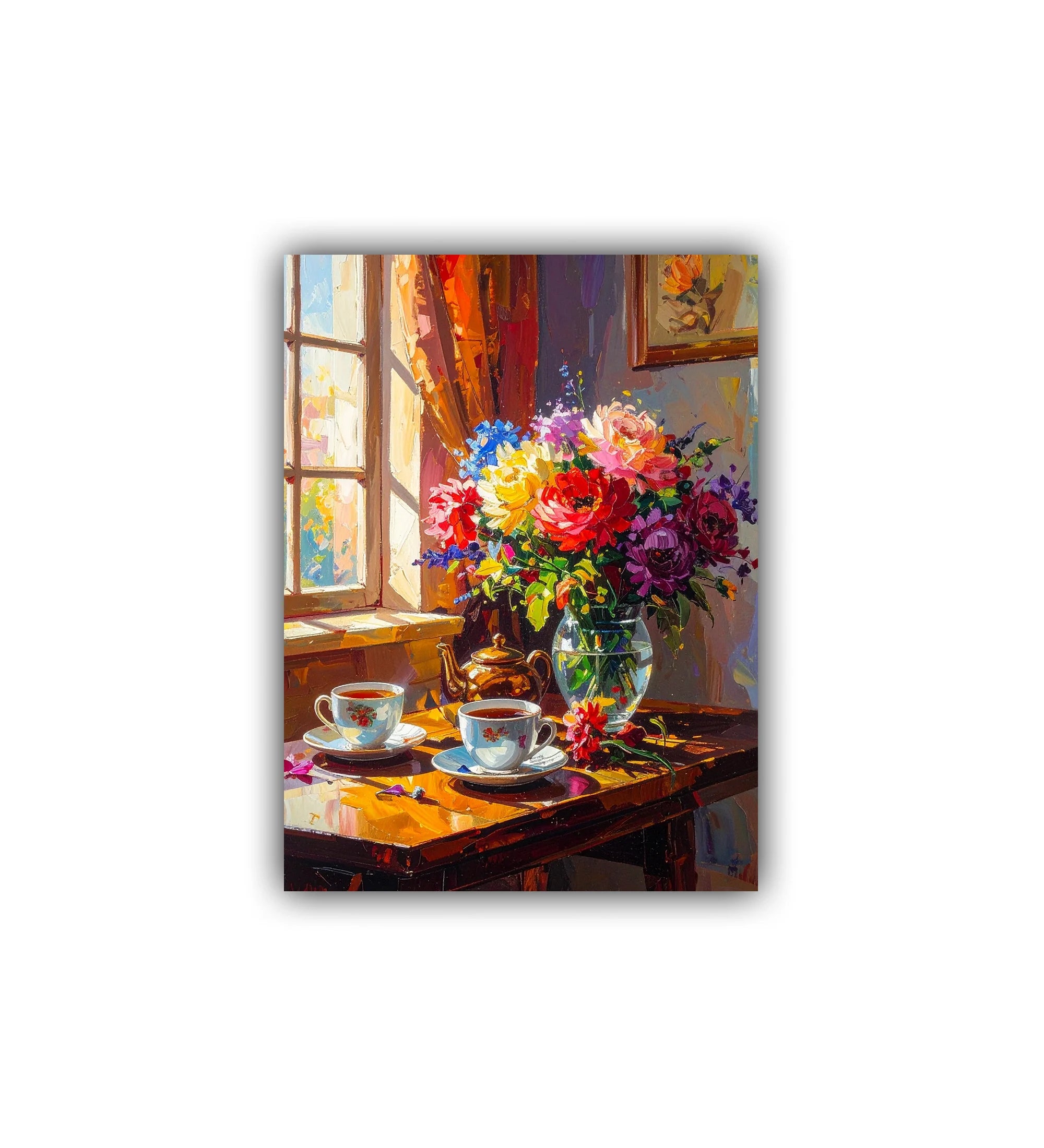 colorful floral vase wall art canvas flower painting