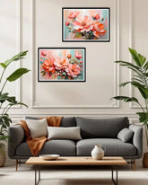 elegant pink floral wall art canvas in modern home decor setting