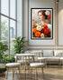 floral woman wall art canvas in modern living room decor