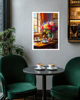 flower vase wall art canvas in cafe interior decor
