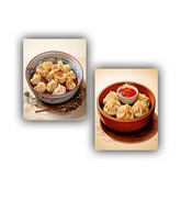Food canvas painting dual frame wall art with traditional cuisine theme