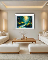 Abstract forest nature canvas wall art in contemporary space