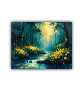 Colorful abstract forest stream canvas wall art