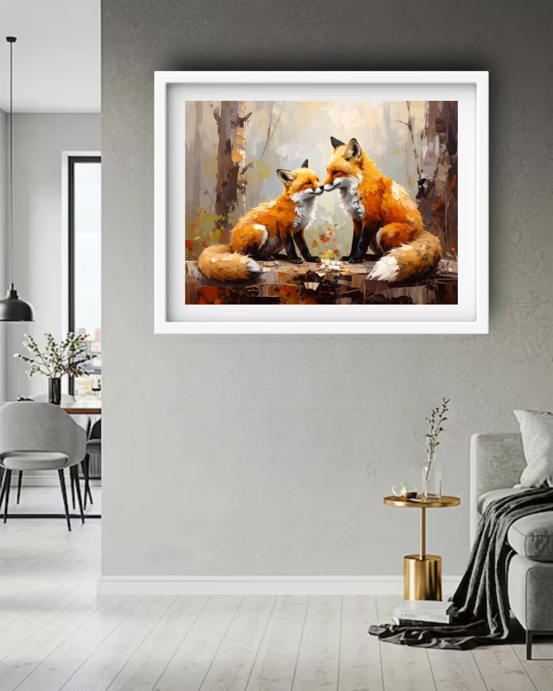 wildlife canvas art fox family illustration