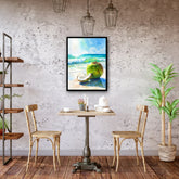 Fruit beach scene canvas wall art for cafe and dining decor